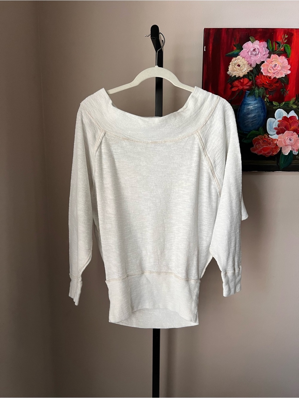 We the free off the shoulder Women's Cream Boatneck Sweater